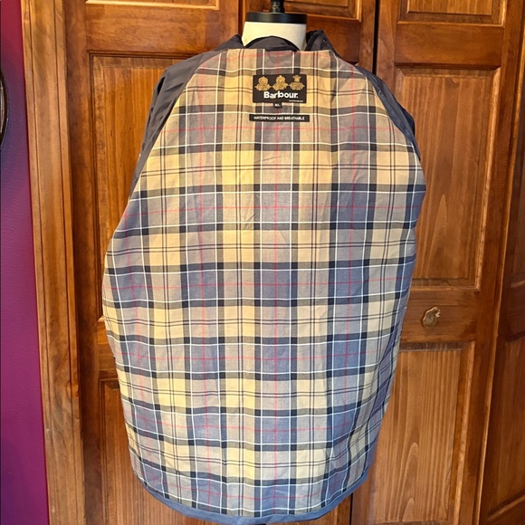 Vintage Barbour Beaufort Jacket Dark Blue Hooded Raincoat A960 XL - Picture 11 of 15